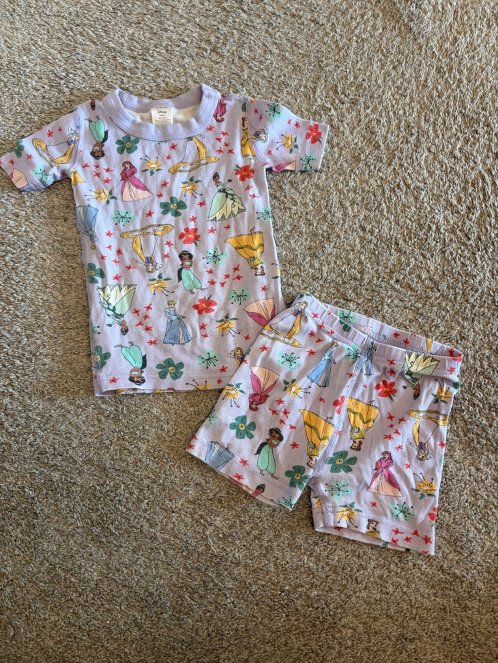 Hanna Andersson Girls' Disney  Princess Print short Pajama Set